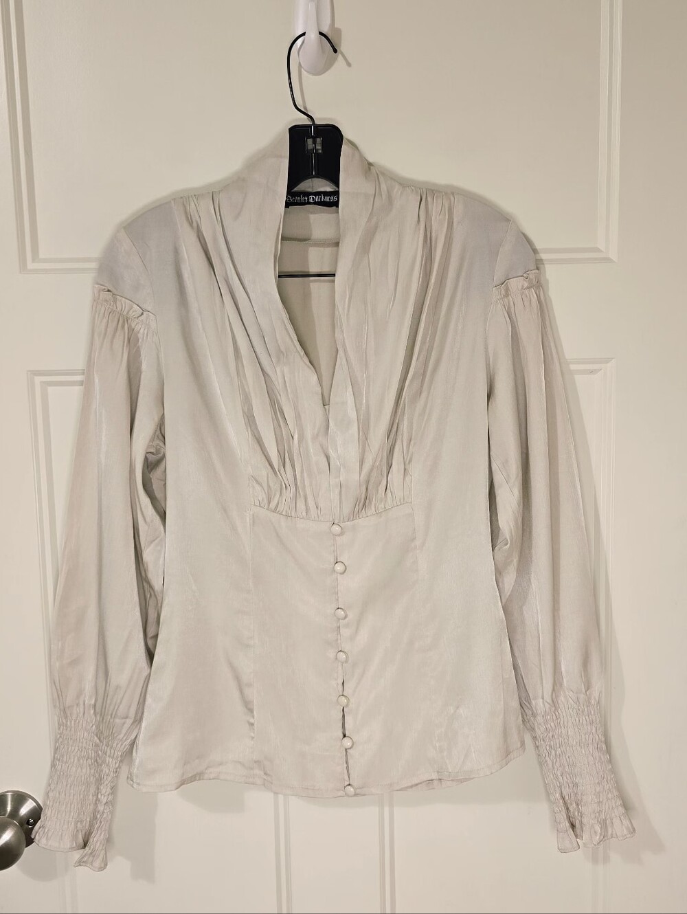 Scarlet Darkness Victorian V-neck Satin Button Up Blouse Women's Small Pirate - Picture 3 of 11